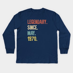 Retro Vintage 50th Birthday Legendary Since May 1970 Kids Long Sleeve T-Shirt